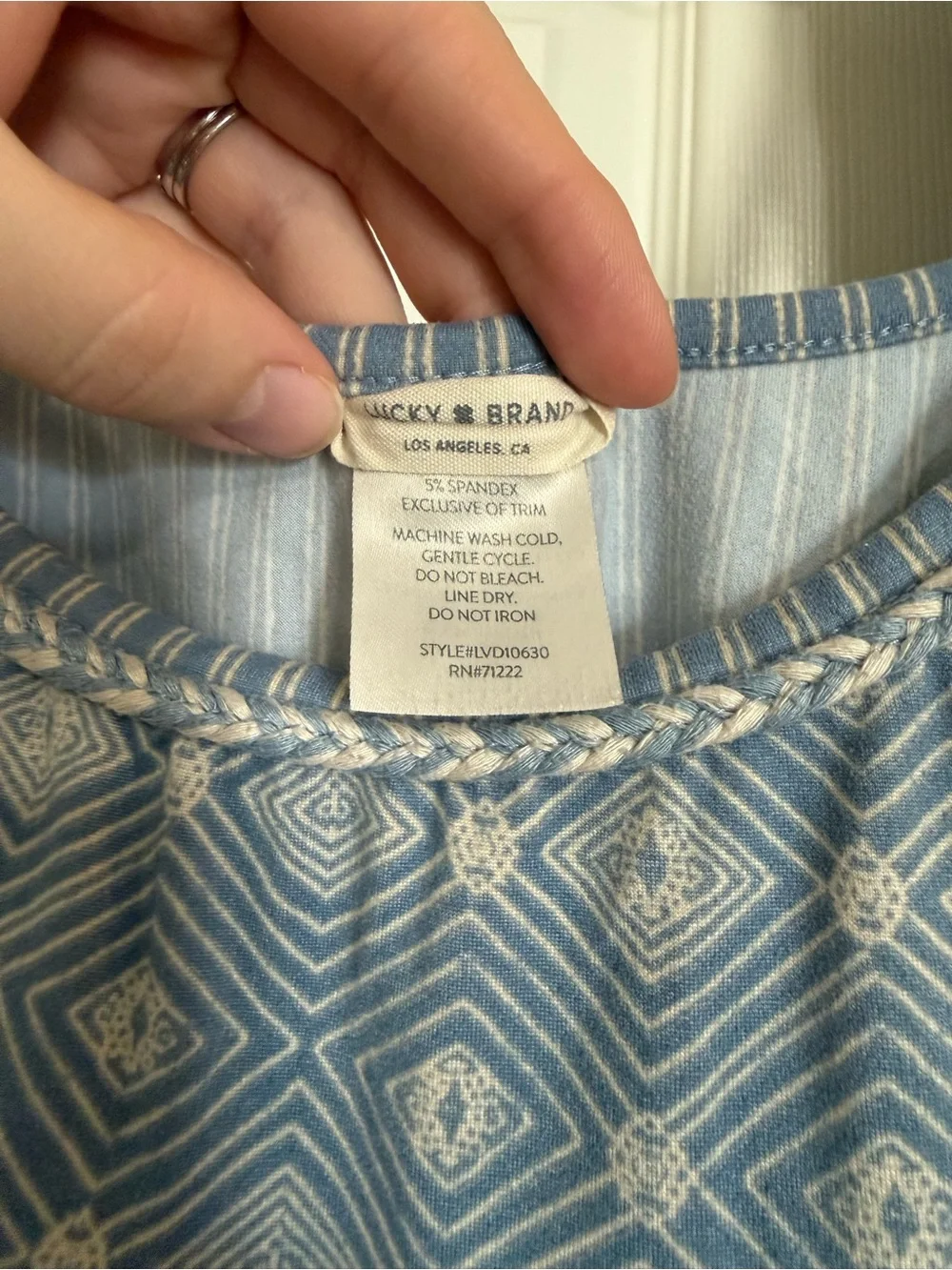 Lucky Brand Blue Boho Pajama Set XL Soft Lounge Sleepwear Cami Shorts